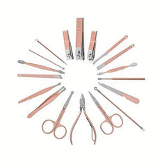 Rose Stainless Steel Nail Clipper Set with Case - Manicure and Pedicure Tools