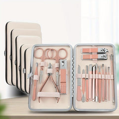 Rose Stainless Steel Nail Clipper Set with Case - Manicure and Pedicure Tools