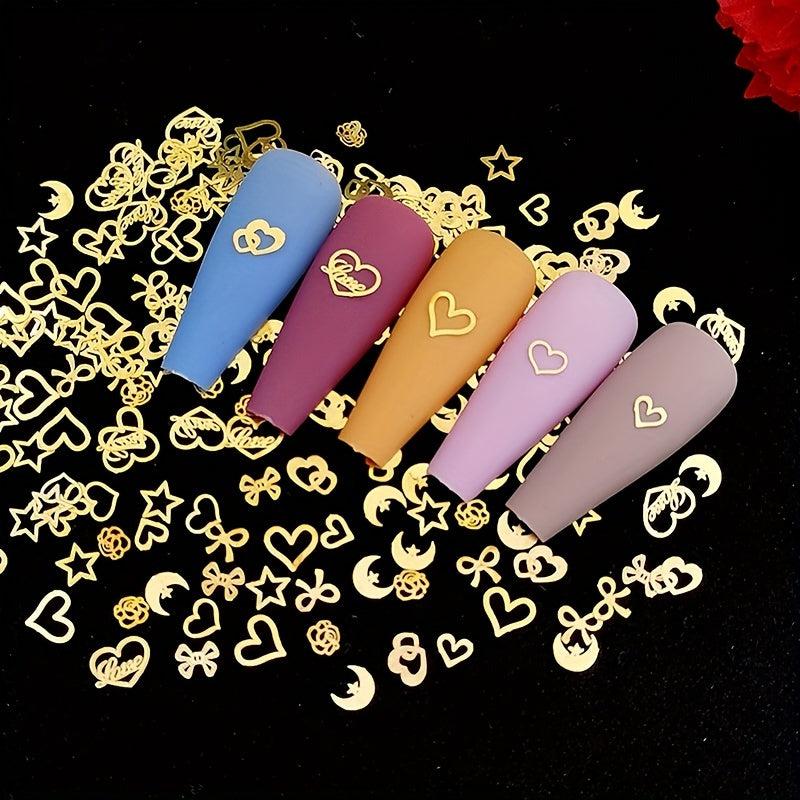 Heart Nail Glitter Sequins 3D Nail Art Stickers Love Nail Decals