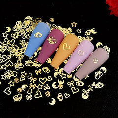 Heart Nail Glitter Sequins 3D Nail Art Stickers Love Nail Decals