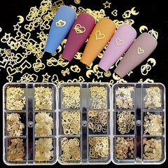 Heart Nail Glitter Sequins 3D Nail Art Stickers Love Nail Decals