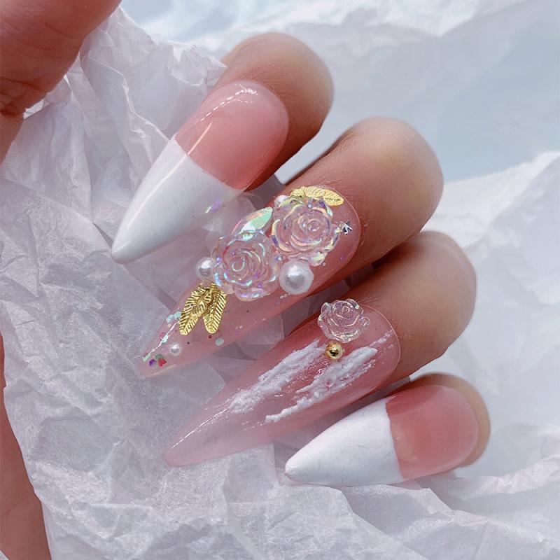 90 Pcs Camellia Rose Flower Nail Decoration