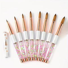 Size 2 8 Kolinsky Nail Art Brushes Oval Shaped Acrylic Powder Nail Tools
