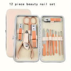 18-Piece Stainless Steel Nail Clippers Travel Set with Leather Case