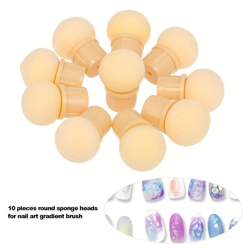 10pcs Nail Brush Sponge Replaceable Head for Glitter Powder Dotting Pen