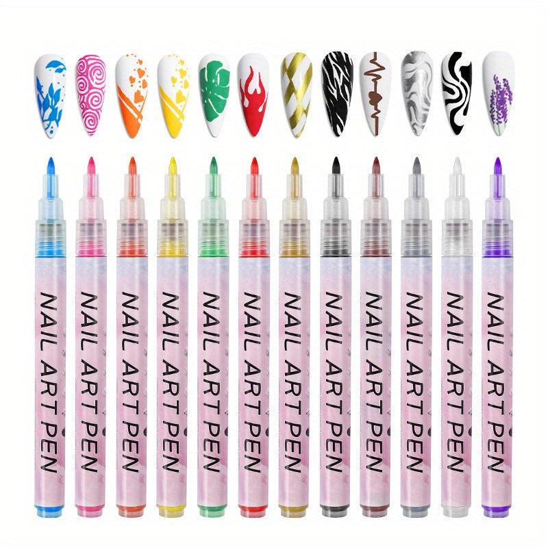 12pcs Nail Art Pens Set Nail Art Drawing Pen Nail Art Pens Manicure Polish