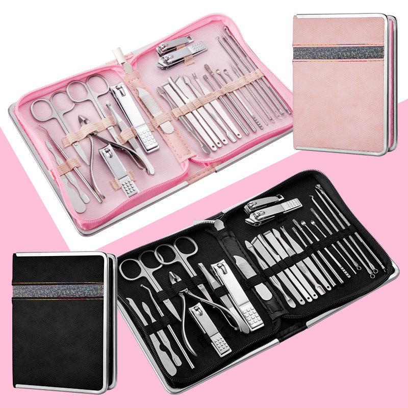26 Pcs Manicure Set Stainless Steel Nail Clippers Cuticle Nipper Pedicure Care