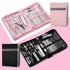 26 Pcs Manicure Set Stainless Steel Nail Clippers Cuticle Nipper Pedicure Care