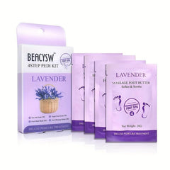 4 Step Pedicure Kit - Home Foot Spa Sea Salt Soak, Foot Mud Mask, Foot Lotion
