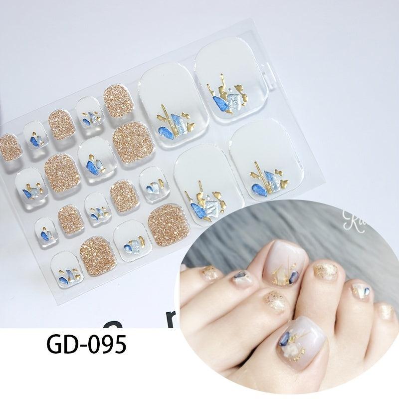 13 Style Self Adhesive Toes Nail Art Stickers for 22 pcs Easy Designs