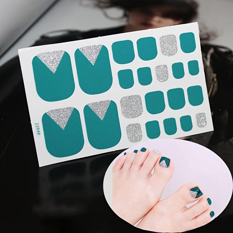 St Patrick's Toe Nail Stickers Full Wraps Glitter Decals Self Adhesive Tip