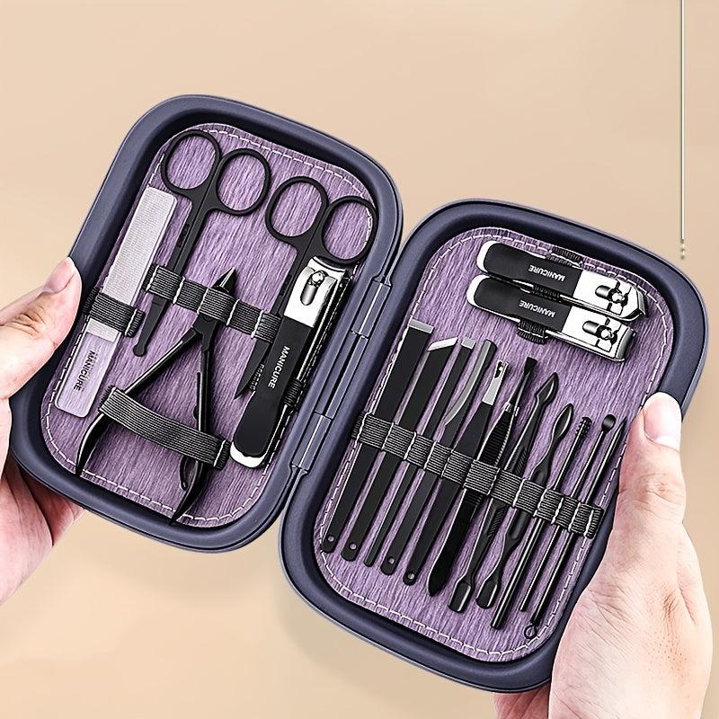 18 Pcs Stainless Steel Nail Cutter Pedicure Kit With Stylish Case