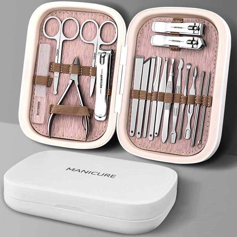 18 Pcs Stainless Steel Nail Cutter Pedicure Kit With Stylish Case