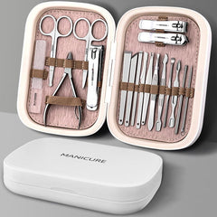 18 Pcs Stainless Steel Nail Cutter Pedicure Kit With Stylish Case