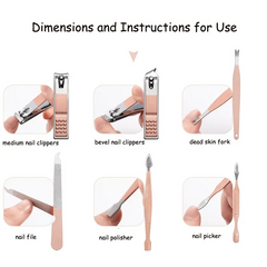 Rose Golden Stainless Steel Nail Clippers Set