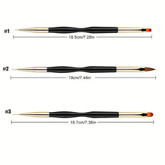 3 Pcs Nail Art Brushes Set Gel Polish Nail Art Pen Painting Tools