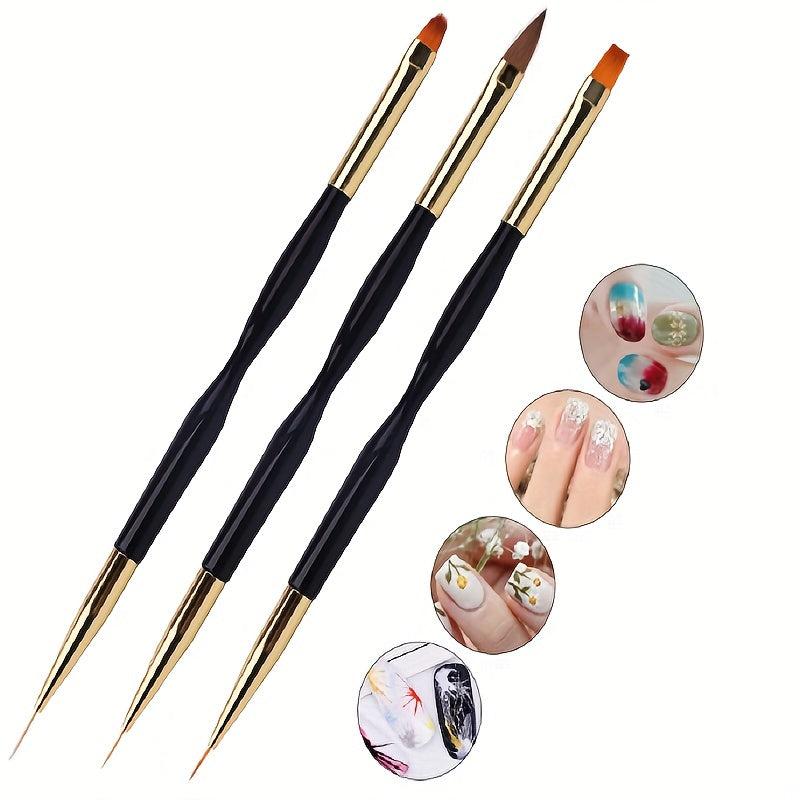 3 Pcs Nail Art Brushes Set Gel Polish Nail Art Pen Painting Tools