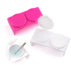Double Cup Nail Art Soaking Dish with Lids for Mixing Acrylic Powder and Liquid