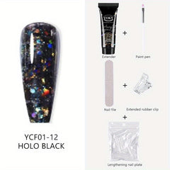 24pc Nail Art Extension Gel Set Reflective Glitter Nail Gel Kit