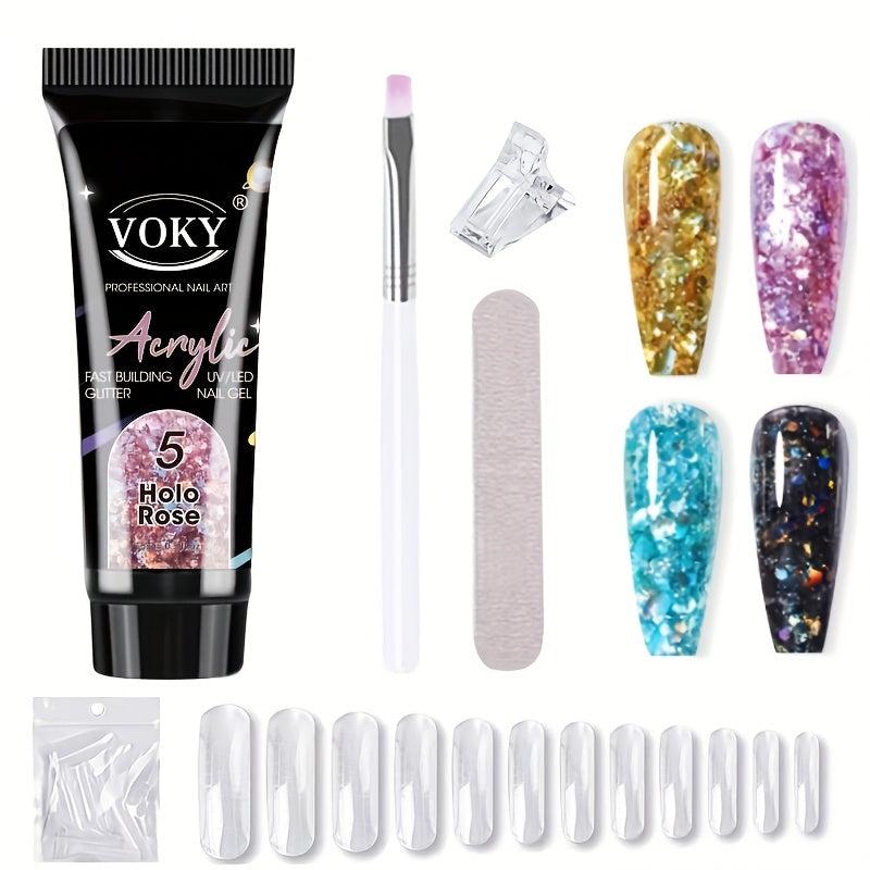 24pc Nail Art Extension Gel Set Reflective Glitter Nail Gel Kit