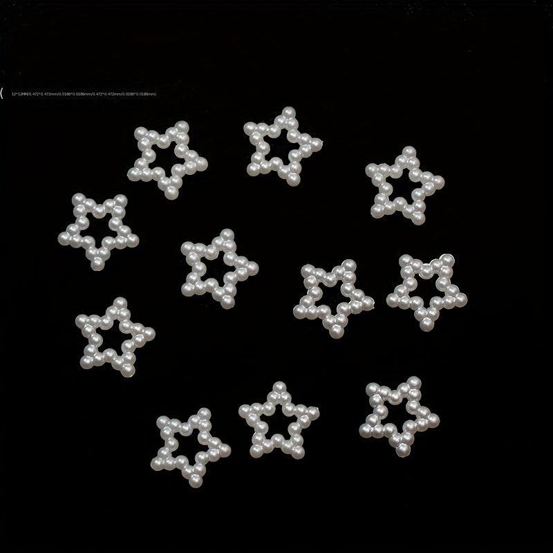 50pcs Pearl Nail Art Charms Heart Moon Bowknot DIY Nail Jewelry Accessories