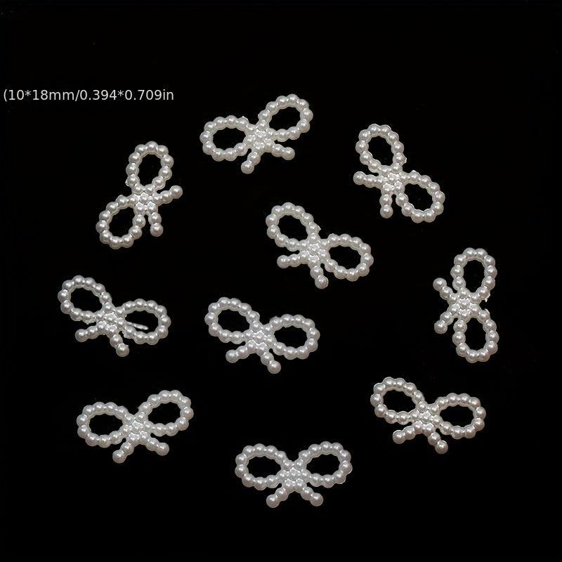 50pcs Pearl Nail Art Charms Heart Moon Bowknot DIY Nail Jewelry Accessories