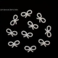 50pcs Pearl Nail Art Charms Heart Moon Bowknot DIY Nail Jewelry Accessories