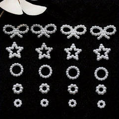 50pcs Pearl Nail Art Charms Heart Moon Bowknot DIY Nail Jewelry Accessories