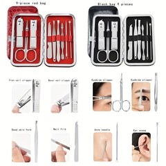 9 Pcs Nail Clippers Set Professional Grooming Kit for Adult Nail Care