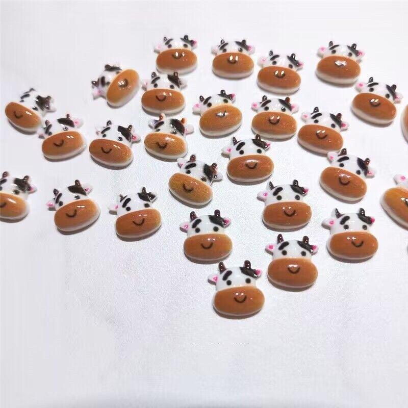 30pcs Cow Nail Art Charms Cartoon Cow Nail Art Accessories For DIY Nail Salons