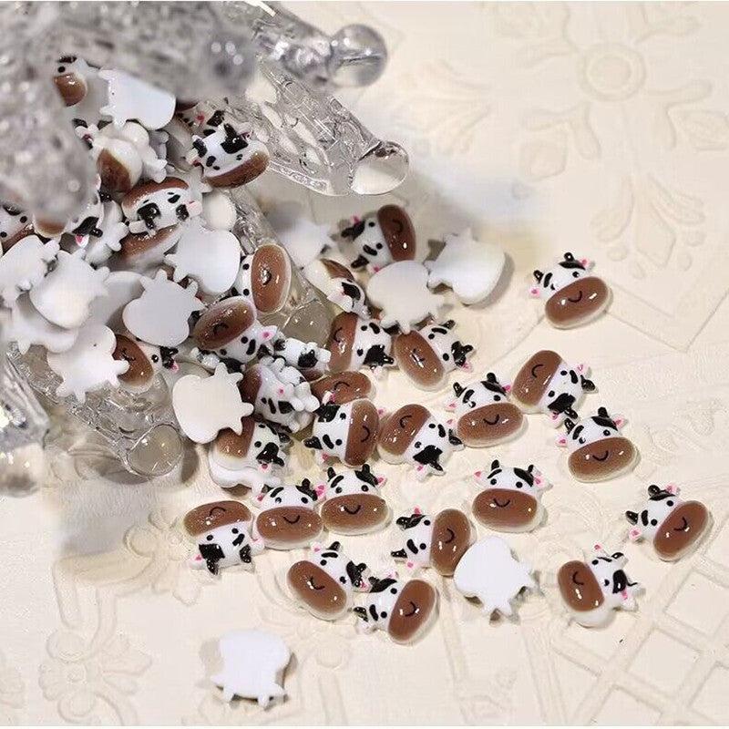 30pcs Cow Nail Art Charms Cartoon Cow Nail Art Accessories For DIY Nail Salons