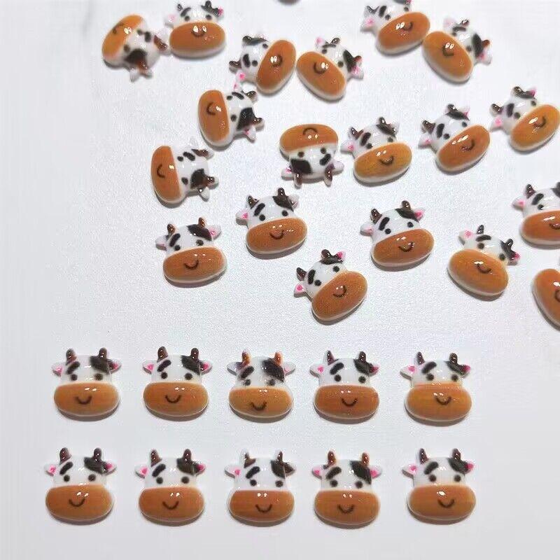 30pcs Cow Nail Art Charms Cartoon Cow Nail Art Accessories For DIY Nail Salons