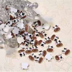 30pcs Cow Nail Art Charms Cartoon Cow Nail Art Accessories For DIY Nail Salons