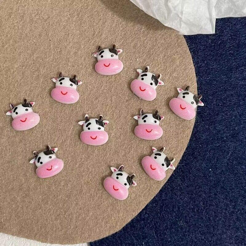 30pcs Cow Nail Art Charms Cartoon Cow Nail Art Accessories For DIY Nail Salons