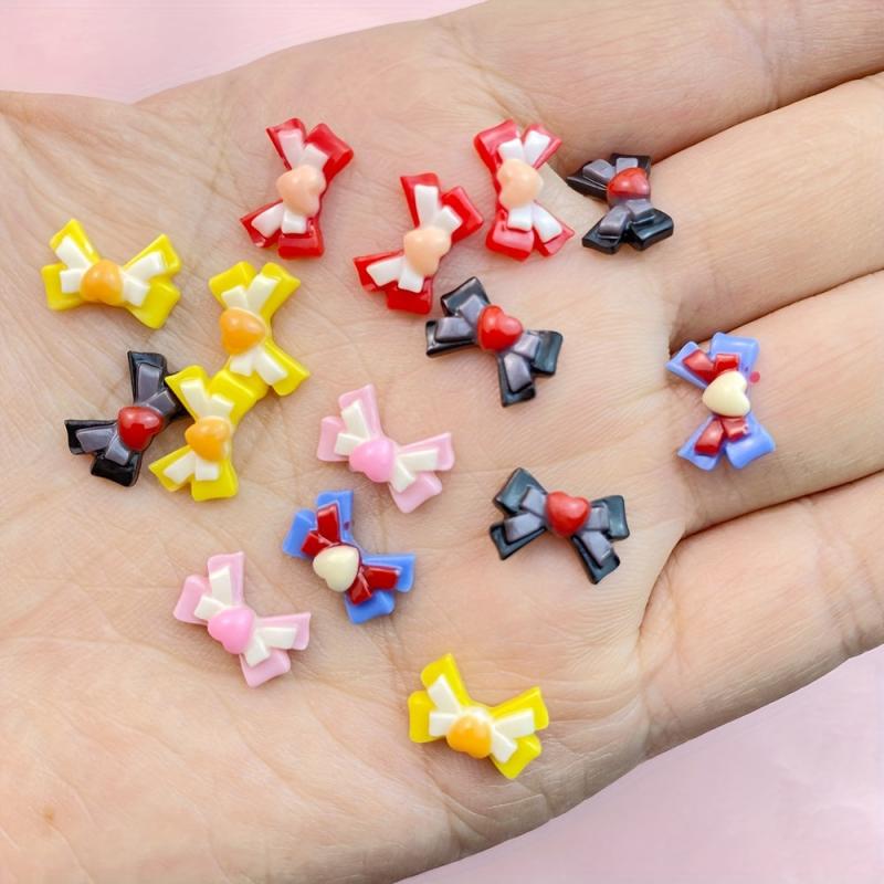 50Pcs Mini Bow Resin Crafts Ornament Manicure Jewelry Accessories