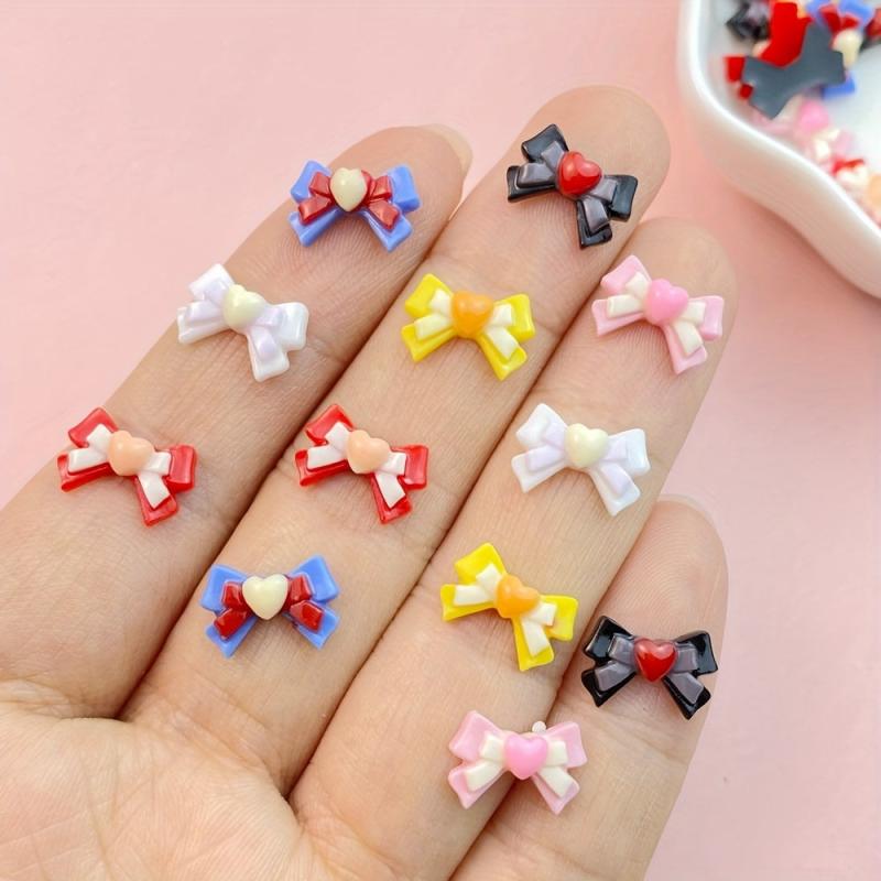 50Pcs Mini Bow Resin Crafts Ornament Manicure Jewelry Accessories