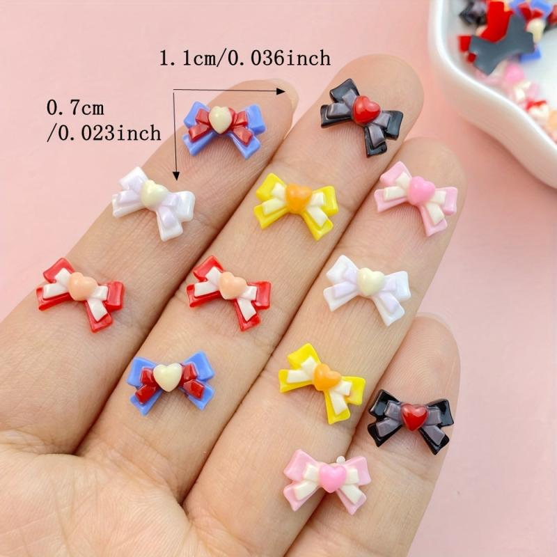 50Pcs Mini Bow Resin Crafts Ornament Manicure Jewelry Accessories