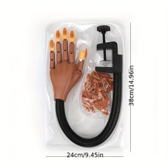 Flexible Nail Training Practice Hand with Brown Tips