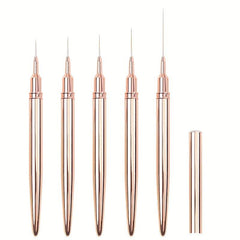 5 Pcs Nail Art Liner Brushes Set Rose Metal Handle Striper Drawing Pain