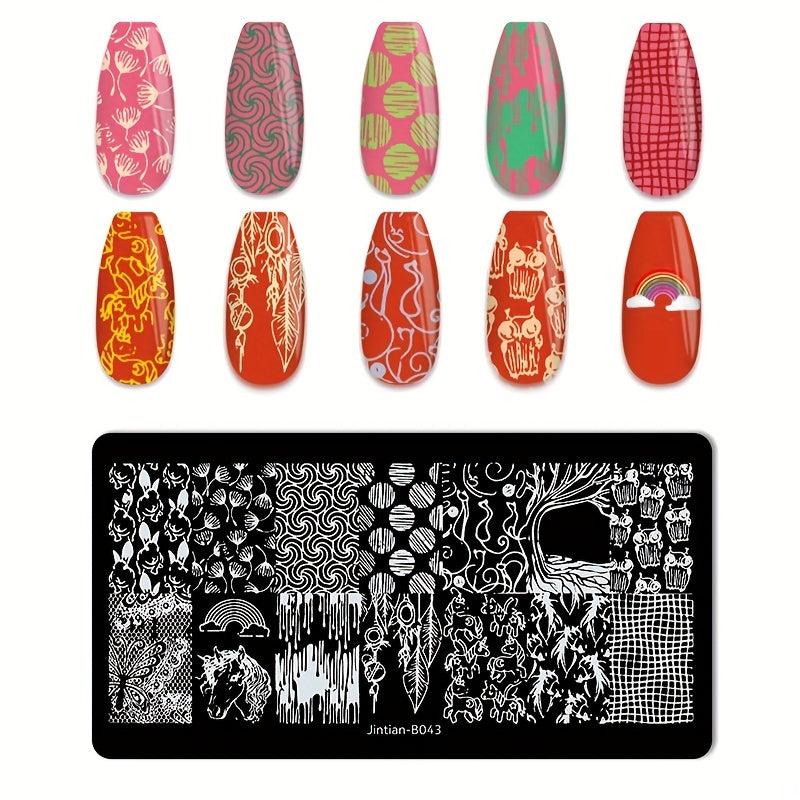 Nail Art Stamping Template Geometric Flower Animal Pattern Nail Stamping Plate