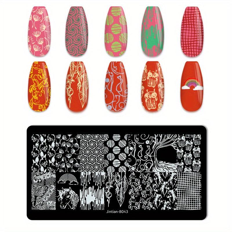 Nail Art Stamping Template Geometric Flower Animal Pattern Nail Stamping Plate