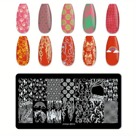 Nail Art Stamping Template Geometric Flower Animal Pattern Nail Stamping Plate