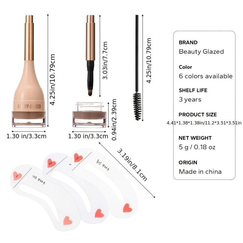 6 Color Eyebrow Dye Cream Waterproof Long Lasting Nourishing With Brush