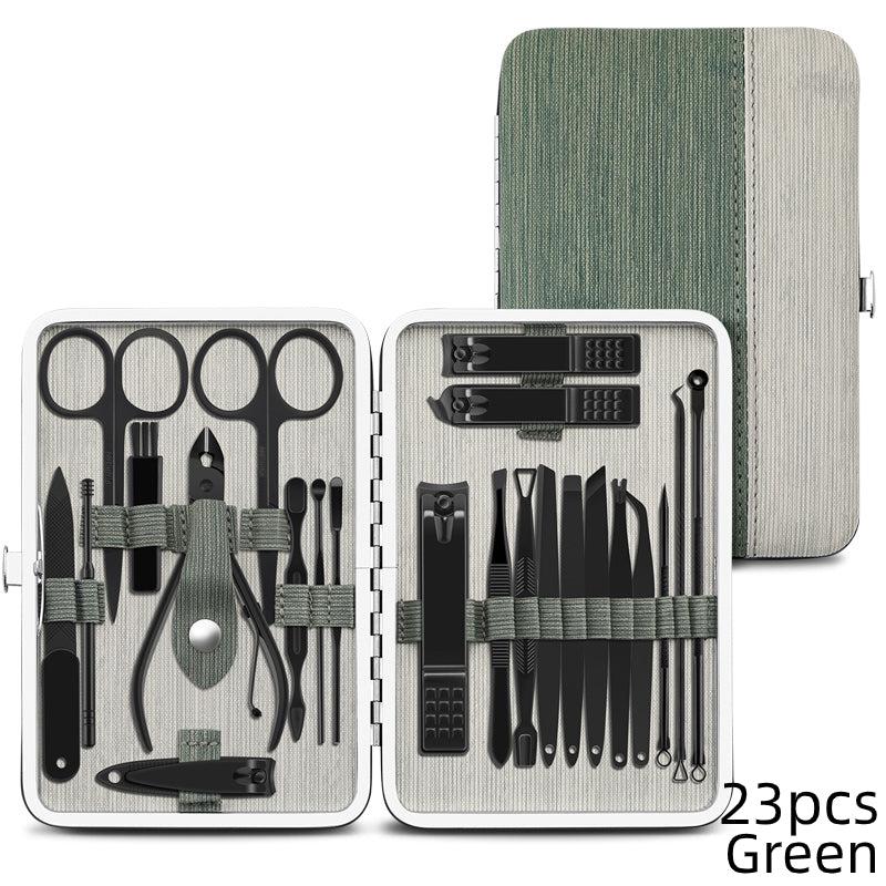 23 pcs Stainless Steel Nail Cutter and Pedicure Scissors Set with Eagle Hook