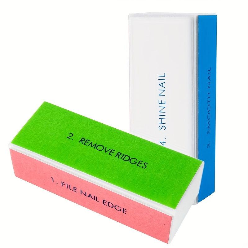 2pcs Shine Nail Buffer Files 4 Step Buffing Block Nail Care Salon Tool