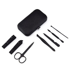 7-Pcs Stainless Steel Nail Clipper Set Grooming Tool Case Manicure Pedicure
