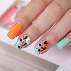 Floral Leaves Nail Stickers Geometry Nail Decals DIY