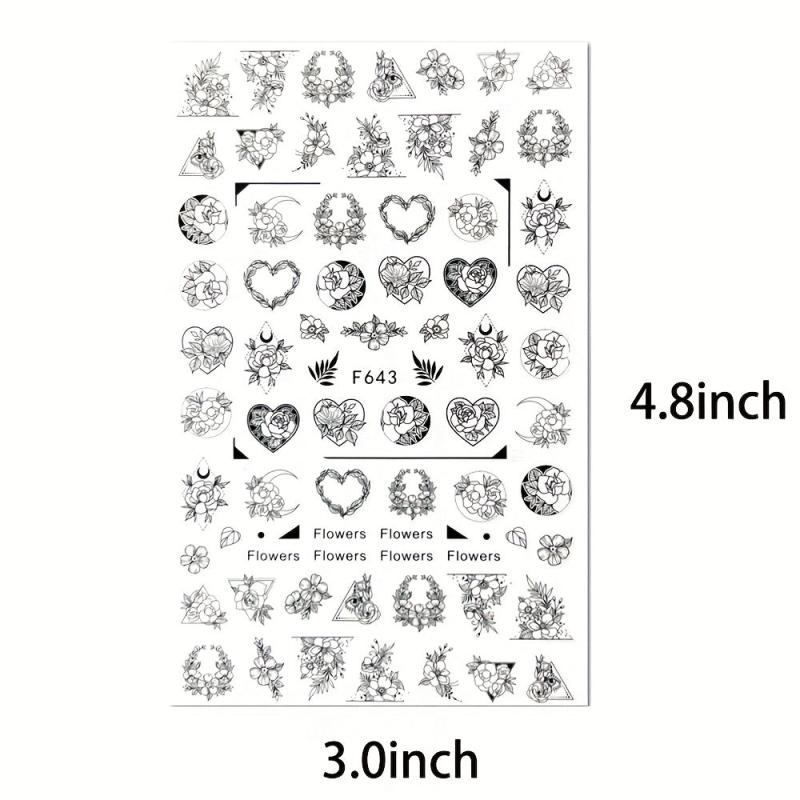 Floral Leaves Nail Stickers Geometry Nail Decals DIY