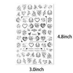 Floral Leaves Nail Stickers Geometry Nail Decals DIY