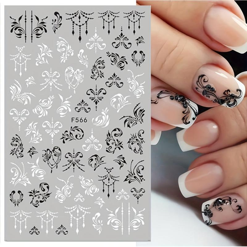 Floral Leaves Nail Stickers Geometry Nail Decals DIY